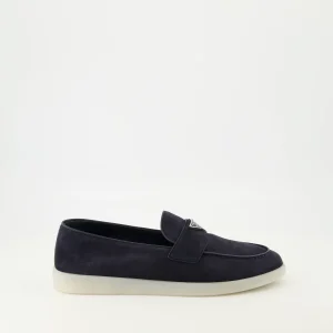Mocassins en veau velours bleu marine