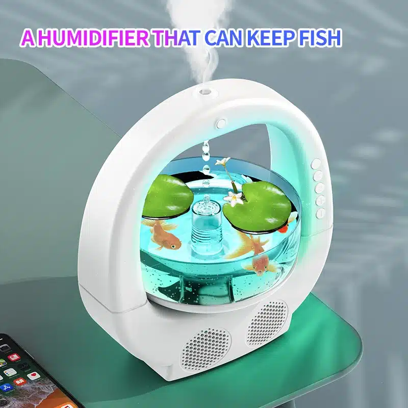 Aquarium multifonction avec humidificateur, LED et haut-parleurs – Rose – Image 2