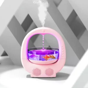 Aquarium multifonction avec humidificateur, LED et haut-parleurs – Rose
