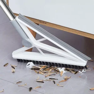 Balai brosse de nettoyage sol 2 en 1 avec raclette – Gris