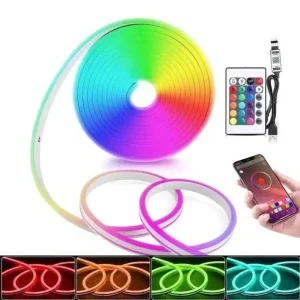 Bande LED Néon flexible RGB avec télécommande – 5 mètres