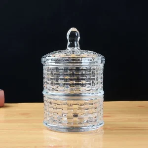 Bocal de rangement en verre à double compartiment