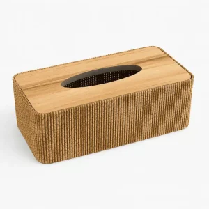 Boîte à mouchoirs en rotin et bois