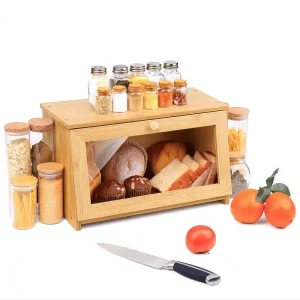 Boîte à pain en Bambou avec porte transparente