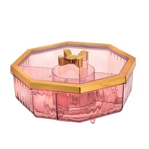 Boîte de rangement à compartiments octogonale – Rose