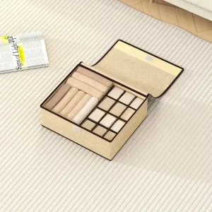 Boîte de rangement compartimentée pliable – Beige