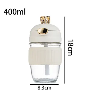 Bouteille à eau élégante avec paille – Blanc