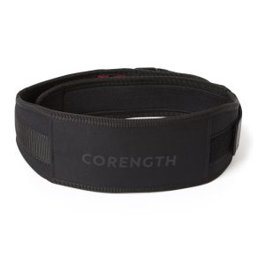 Ceinture lombaire de musculation, double système de fermeture en nylon – noire