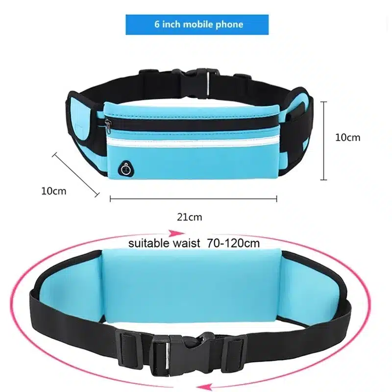 Ceinture de sport avec porte gourde et poches – Bleu – Image 2