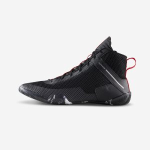 Chaussures de boxe anglaise 500 noires, légères et flexibles