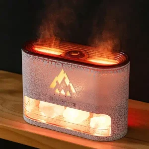 Humidificateur air avec lumière LED et pierres de sel – Blanc