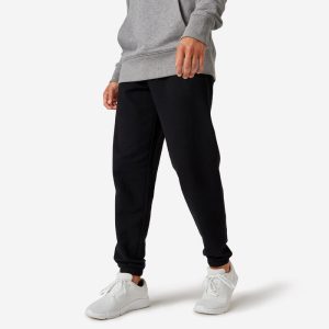Pantalon-Jogging-Fitness-Homme-Coton-Majoritaire-Coupe-Droite-Essentials-Noir