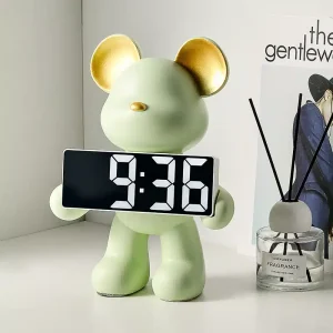 Réveil LED design Ours – Vert claire