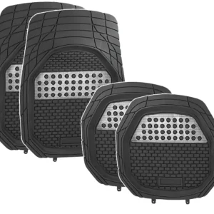 Tapis de voiture antidérapants 5 pièces – Noir et gris